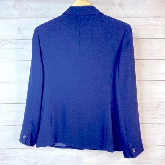 Laura Scott Vintage Navy Blue Single Breasted Suit Jacket Size 12 Petite - Picture 2 of 16